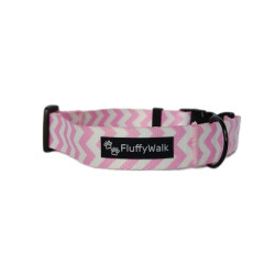 Obroża z klamrą dla psa "Pink chevron" | FluffyWalk
