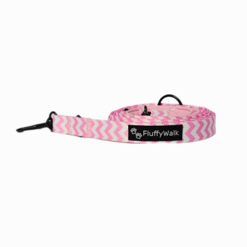 Smycz przepinana dla psa "Pink chevron" | FluffyWalk