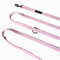 Smycz przepinana dla psa "Pink chevron" | FluffyWalk