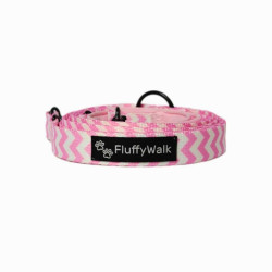 Smycz przepinana dla psa "Pink chevron" | FluffyWalk