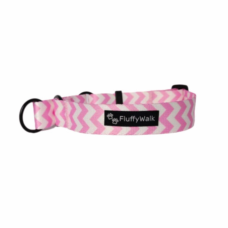 Obroża półzaciskowa dla psa "Pink chevron" | FluffyWalk